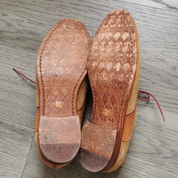 Mens Ted Baker tan leather suede oxfords with pink laces. Size 9.5 - Picture 7 of 9